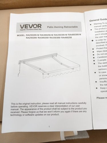 retractable outdoor awning with adjustable angle - 8ft x 7ft - beige (model: ra250200) image 7