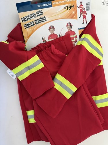 3PC KIDS PARTYHOLIC FIREFIGHTER HERO COSTUME (NO HAT) - MEDIUM (8-10) - RED image 3