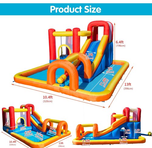 baralir inflatable kids bouncy castle water park - 10ft 4" x 13ft x 6ft 4" - multi-colour (model: 20401) image 2