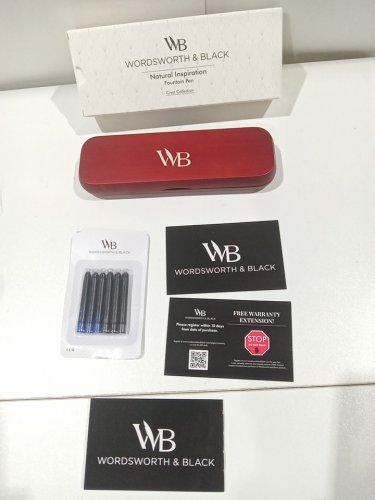WORDSWORTH&BLACK Luxury Refillable Bamboo Wood Rollerball fountain Pen with cartridge refills - black/blue ink - rosewood image 6