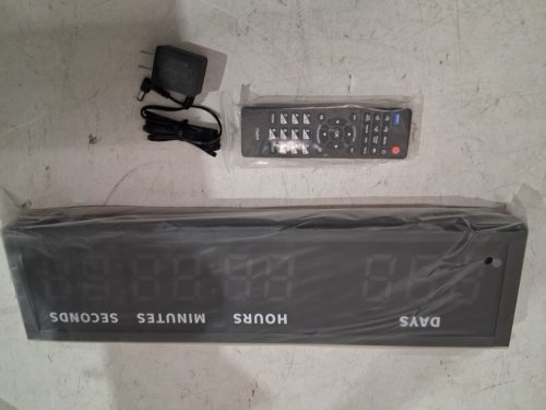 Digital LED wall Clock/ countdown/ timer with Remote Control - 19" x 5" - black/red image 3