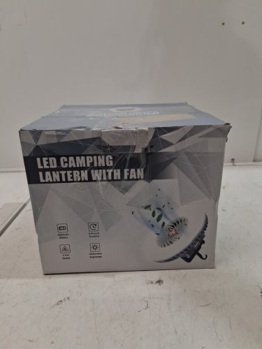 2pk 2-in-1 echargeable led camping lanterns with built-in fan - 500lm - blue/grey image 4
