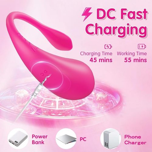 Wearable silicone Vibrator - Adult Toys with Bluetooth App Remote Control - 10 modes - hot pink image 2