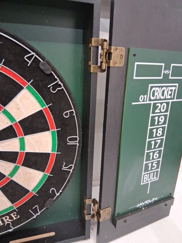 EastPoint javelin Sports Derbyshire Bristle Darts Dartboard and Cabinet Set With Accessories - 23.3" x 20.5" to 39.75" - brown wood (Model: 1-1-76056-TDS) image 19