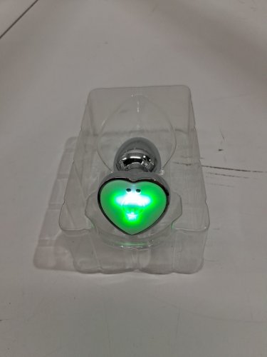 TAIMEI LED Heart shaped Vibrating Butt Plug with remote - stainless steel image 3