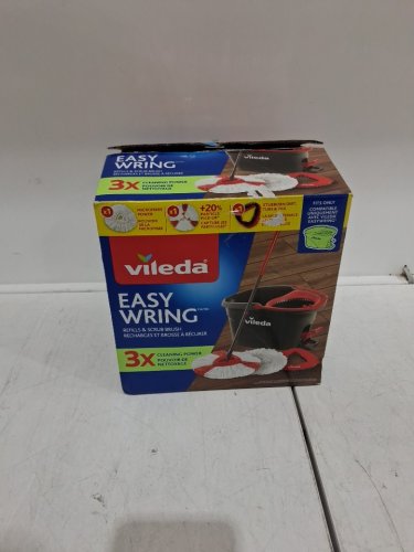 3pc vileda easy wring mop refills and scrub brush - white/red image 2