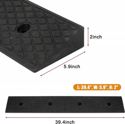 PLSER Vehicle/Curb/Motorcycle/Car/Bike/Wheelchair Ramp for Driveway - 4410LBS/1T CAP - 39.4" x 5.9" x 2" - Black (Model: RC0001-NH) image 2