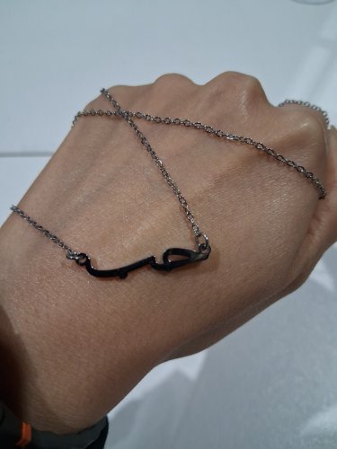 Minimalistic arabic calligraphy "حُبّ/love" pendant chain necklace - 21"-23"/1" pendant - silver image 4