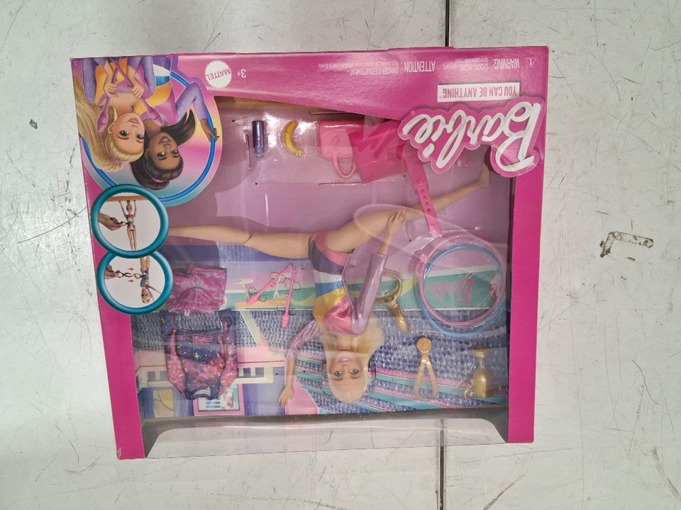 14PC BARBIE YOU CAN BE ANYTHING GYMNASTICS DOLL PLAYSET WITH TWIRLING FEATURE AND BALANCE BEAM - blonde Doll (MODEL: HRG52) image 2