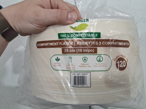 120pk go4green compostable paper plates with 3 sections - 10" - white - (model: 1956317) image 4