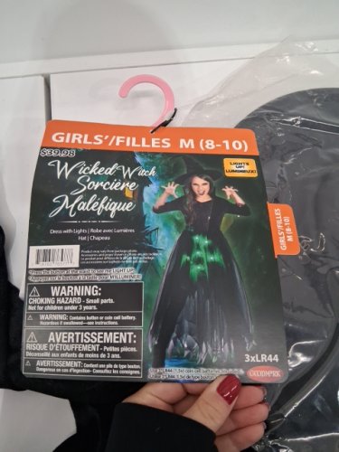 2PC GIRL'S GOODMARK LIGHT-UP WICKED WITCH COSTUME - MED (8-10) - BLACK/GREEN image 3