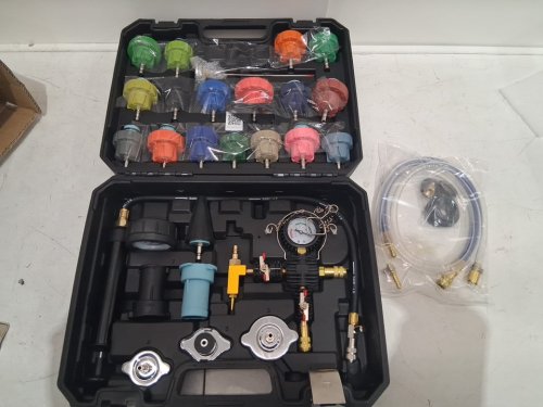 28PC Universal Radiator/Coolant Pressure Tester KitW/ Manual Pump & Color-coded Test Caps - BLACK (MODEL: YS-01205) image 4
