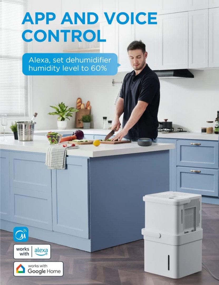 Midea cube smart wifi dehumidifier, compatible with alexa - 50 pint - 4,500 sq. ft - white (model: mad50s1qwt-A) image 2