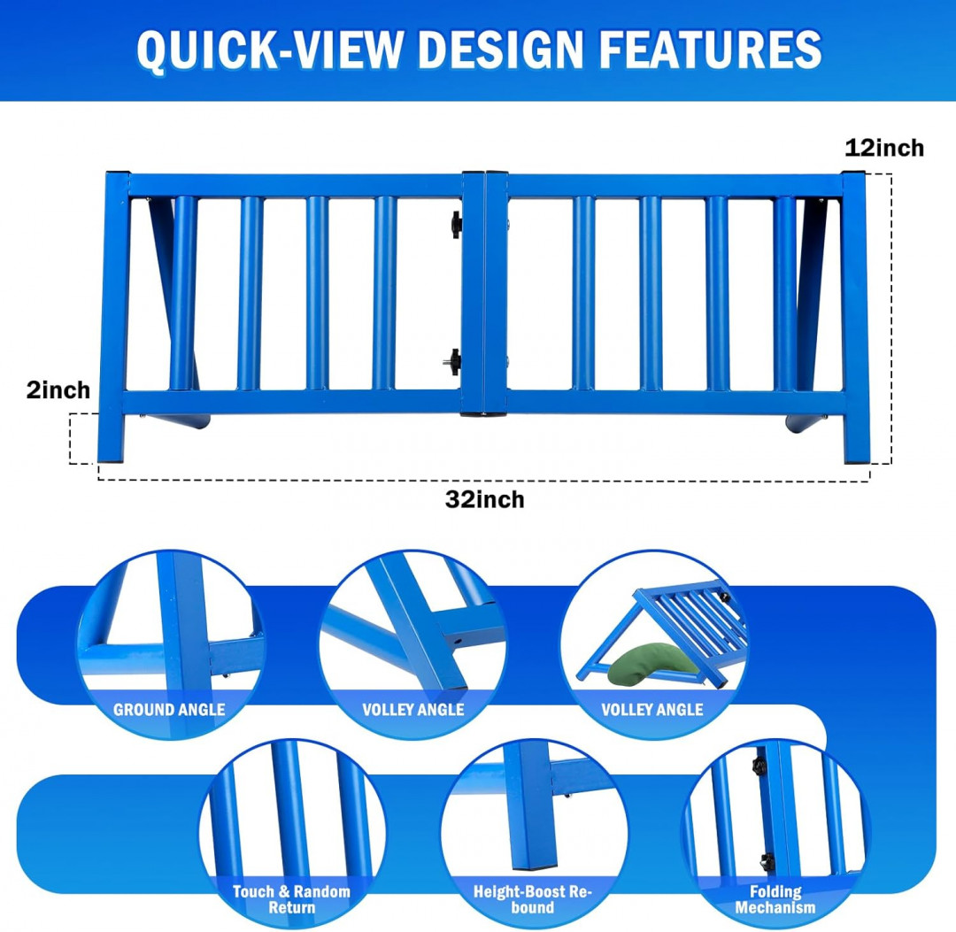 2PK winthai portable metal soccer rebounder board with 2 adjustable heights - 12" x 32" - BLUE image 2