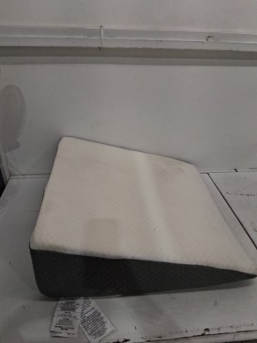 kolbs memory foam bed wedge pillow with jacquard pillow cover - 24" x 24" x 7.5" - white/grey (model: KBBWC24247) image 2