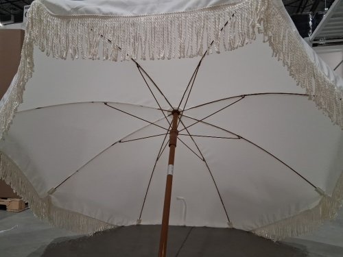 AMMSUN Outdoor Patio beach Umbrella with Fringe Tassel - 7ft, UPF50+, Premium Steel Pole and Ribs, Push Button Tilt - cream white (model: AM76009) image 10