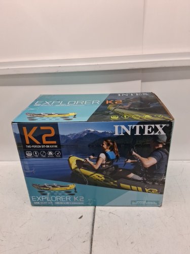 INTEX EXPLORER K2 2-PERSON INFLATABLE KAYAK SET WITH ALUMINUM OARS & PUMP - YELLOW (MODEL: 68307EP) image 2