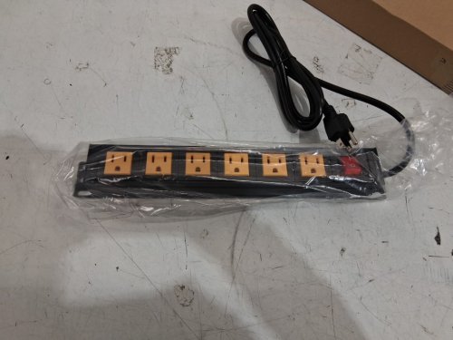 POWER BAR SURGE PROTECTOR POWER STRIP WITH 6 OUTLETS  - 6FT CORD - BLACK/YELLOW image 3