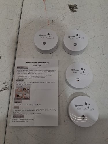 3PK Geevon Water Sensor Leak Detector Alarms - 100dB  - white (model: 21601) image 3