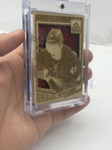 CRACK'N CARVE CUSTOM MADE TIMERLINE MATTHEW SCHAEFER WOODEN DIE CUT CARD RED SHIMMER image 4