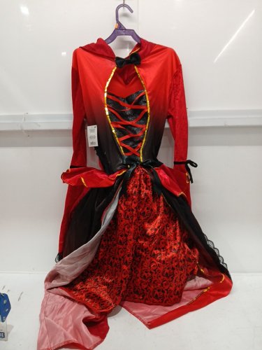 WOMEN'S RED RIDING HOOD COSTUME DRESS - LARGE - RED/BLACK (STYLE: 12863 L) image 2
