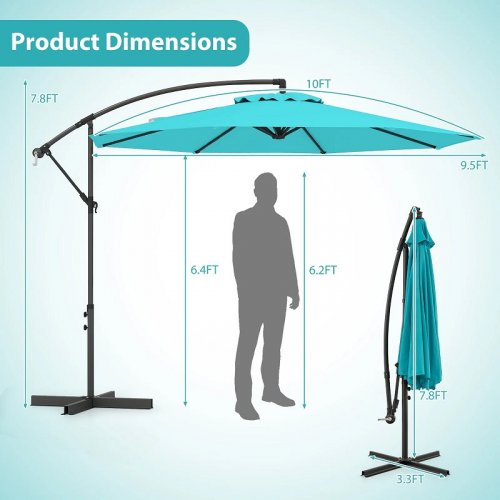 Costway outdoor Offset cantilever patio Umbrella with Cross Base - 10ft - coffee - (model: np13209cf) image 2