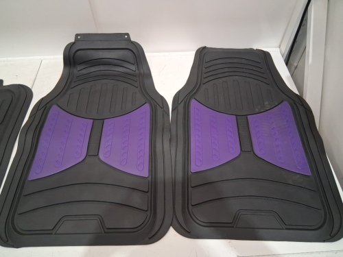 FH GROUP UNIVERSAL RUBBER FLOOR MAT SET, TIME TO FIT - BLACK/PURPLE (MODEL: F11313) image 3