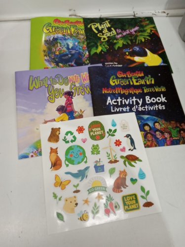 5PC Our Beautiful Green Earth Box Set with 3 Illustrated Kid's books, stickers, and activity book by the Plant a Seed and See What Grows Foundation image 3