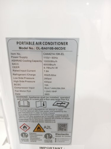 Havato Portable Air Conditioner AC Unit with Cooling Fan Dehumidifier and remote - 10,000BTU - 450Sq.FT - White (Model: OL-BA010B-06CD/E) image 12