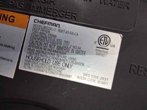 CHEFMAN JUMBO SIZE DEEP FRYER WITH TEMPERATURE CONTROL - 4.3L - STAINLESS STEEL/SILVER (MODEL: RJ07-45-SS-CA) image 5