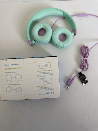 KID'S MPOW WIRED FOLDABLE HEADPHONES WITH VOLUME CONTROL - TEAL / PURPLE (MODEL: BH385A) image 4