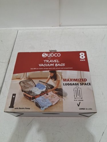 8pk suoco vacuum seal bags with pump - LARGE (MODEL: ‎VAC-2015/02VAC-01-8S) image 2