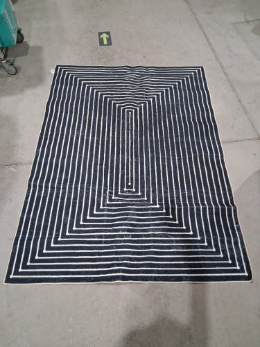 LATTE & FOG Modern Abstract WASHABLE area rug - 5ft x 7ft - blue/white image 3