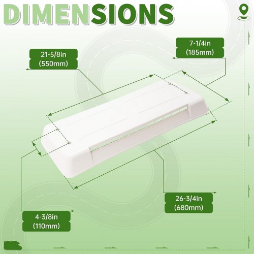 kuafu rv refrigerator vent cover for most rv vent styles - 26.8" x 7.3" - white (model: lyop-117) image 2