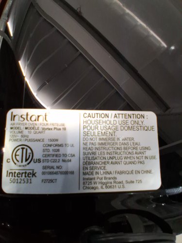INSTANT POT VORTEX PLUS 10-QUART 7-IN-1 AIR FRYER OVEN WITH ROTISSERIE BASKET - SILVER/BLACK (MODEL: VORTEX PLUS 10) image 3