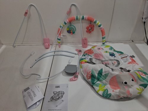 BRIGHT STARTS 3-POINT HARNESS VIBRATING BABY BOUNCER WITH TOY BAR - FLAMINGO VIBES (MODEL: 12228-ES) image 3