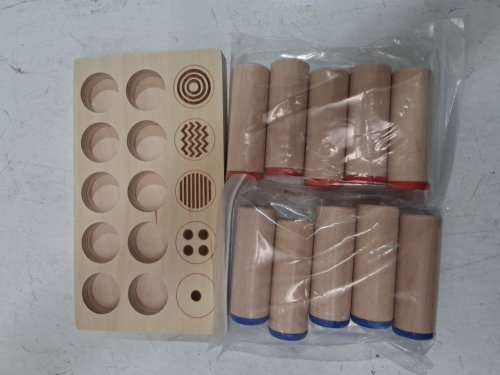11PC INTERACTIVE WOODEN SOUND CYLINDER TOY - BLUE/RED image 2