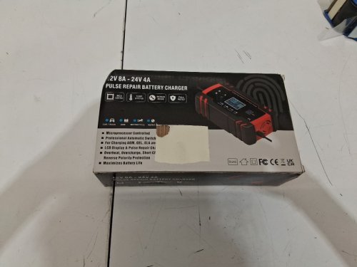 Portable Pulse Repair Battery Charger for Cars and Motorcycles with LCD Display - 12v 8A - 24V 4A - Red / Black image 3