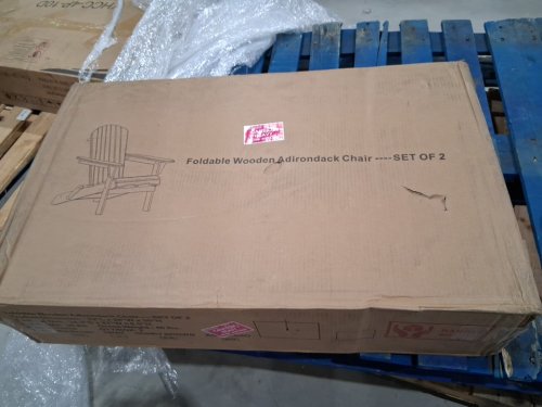 2PK Foldable Wooden Adirondack Chair - 32" x 28" x 35" - BLUE image 2