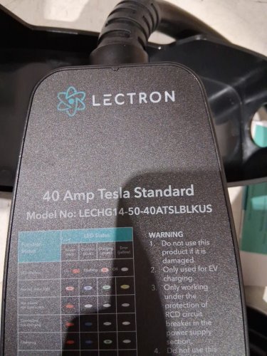 Lectron Level 2 240V, 40 Amp, NEMA 14-50 Plug, 16 ft Extension Cord - Portable Electric Car Charger for Tesla - Compatible with All Tesla Models 3/Y/S/X - BLACK (model: LECHG14-50-40ATSLBLKUS) image 5
