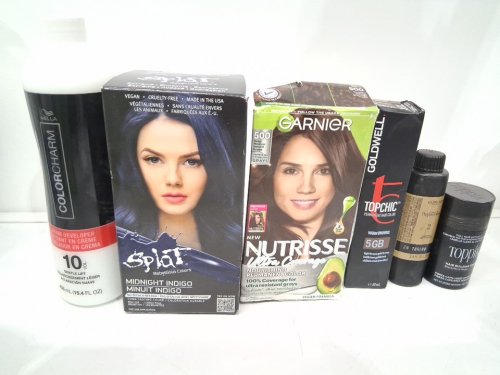 6 ASSORTED HAIR PRODUCTS - ASSORTED BRANDS, TYPES AND USES - COLORCHARM / SPLAT / GARNIER / GOLDWELL TOPCHIC / TOPPIK image 2
