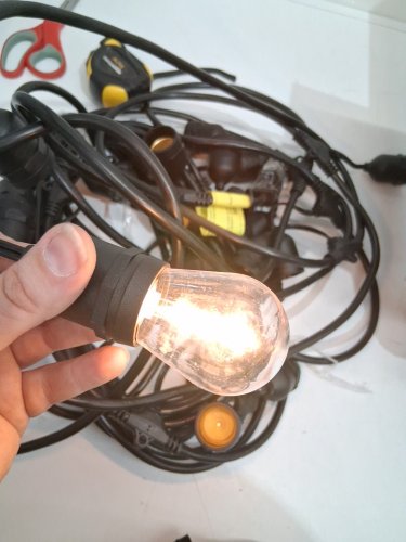 feit electric weatherproof led 24-light string lights with 2 spare lightbulbs - 48ft - black (model: 1603293) image 5