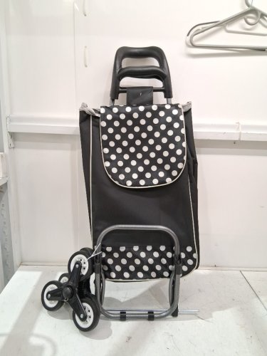 BIOS Living 3 Wheeled Stair Climbing Foldable Shopping Trolley - Holds Up to 27 LBS - Black/Dotted image 3