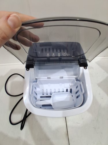EUHOMY COUNTERTOP ICE MAKER MACHINE WITH HANDLE, BASKET AND SCOOP - MAKES 26LBS PER DAY - STAINLESS STEEL - (MODEL: IM001-BSI-CAEH / IM-06S) image 6