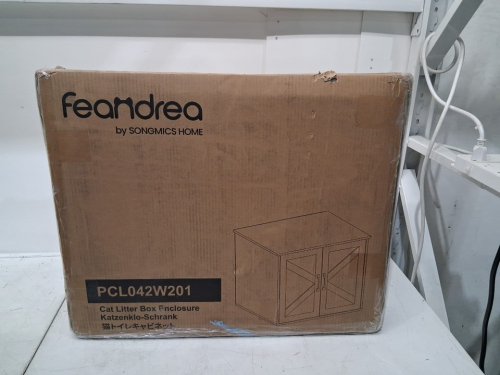 feanandrea cat litter box enclosure/end table - 24" x 20" x 20" - rustic white/honey brown (model: UPCL042W201) image 2