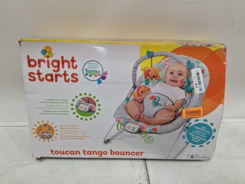 BRIGHT STARTS BABY BOUNCER WITH SOOTHING VIBRATION AND MUSIC - TOUCAN TANGO (MODEL: 10589) image 2