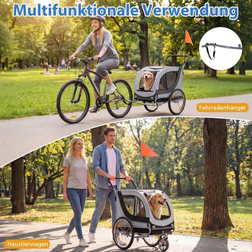 Costway Bicycle Dog Trailer - 175lbs cap - Grey (Model: PW10167WH) image 2