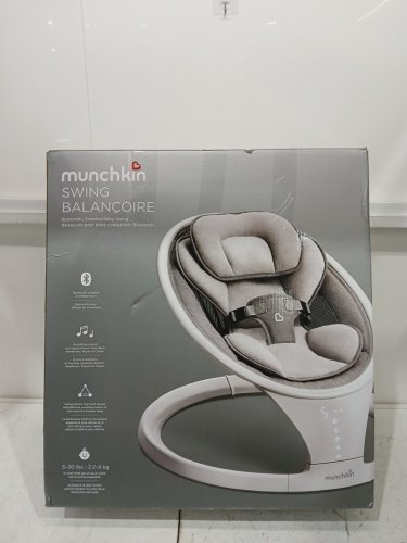 MUNCHKIN lightweight SMART bluetooth baby SWING with natural sway in 5-speed & remote - WHITE/GREY - (MODEL: mkca0788 / 34499001) image 2