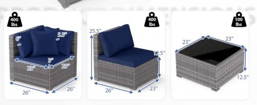 5PC costway wicker patio set - grey (model: HW75988NY) **(3 BOXES)** image 2
