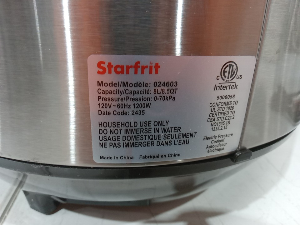STARFRIT ELECTRIC PRESSURE COOKER - STEAM TRAY, MEASURING CUP & SPATULA- 8L CAPACITY - BLACK (MODEL: 024603) image 22